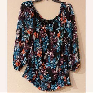 NWOT - Colleen Lopez Black Floral Blouse (Size: 2X)